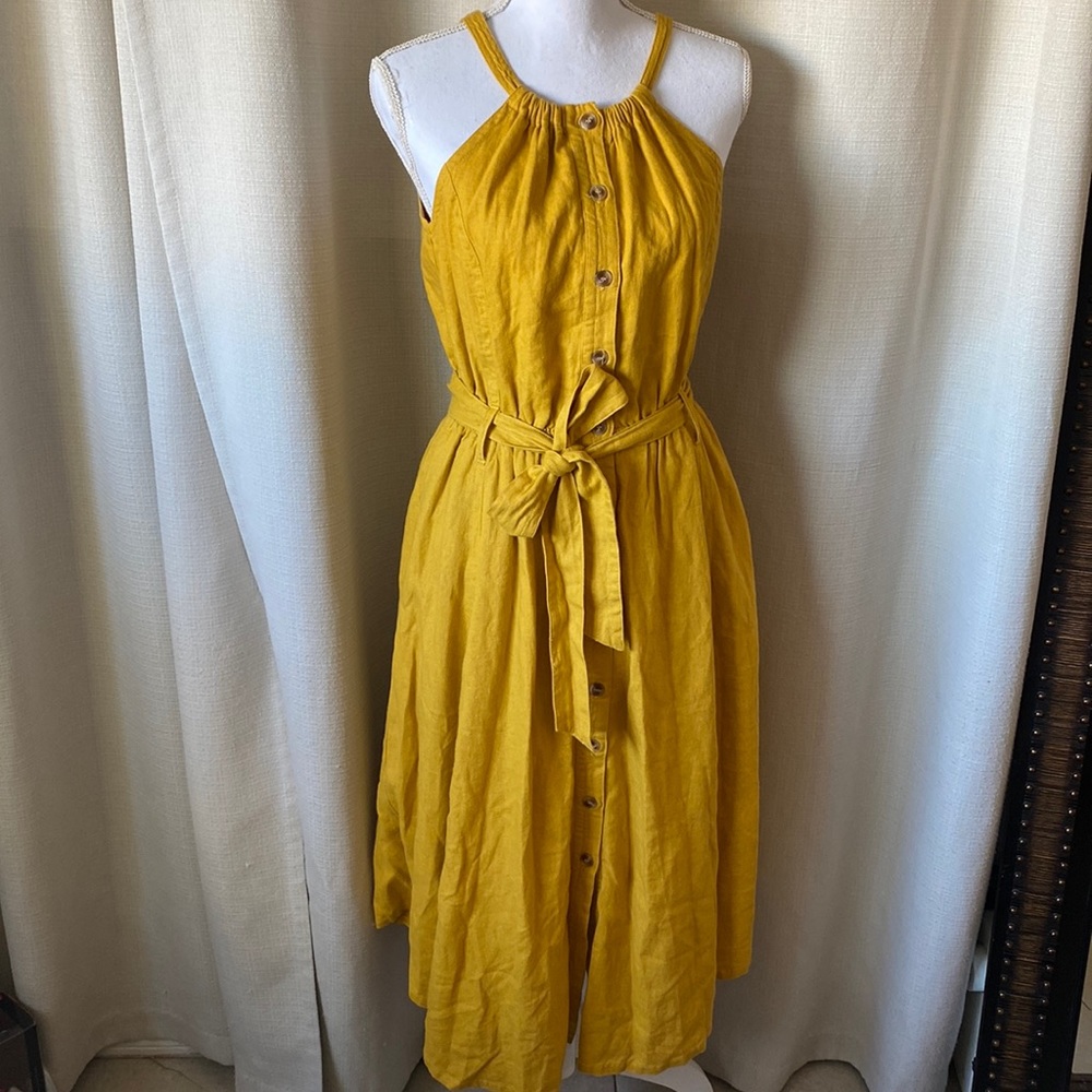 Linen Midi Dress banana republic